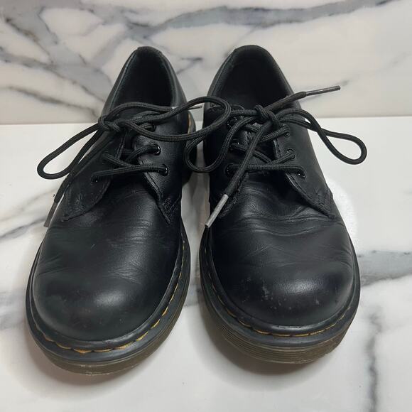 Doc Dr. Martens 1460J Kid's Black Leather Lace Up Punk Combat Ankle Boots Sz 1 - Picture 2 of 8